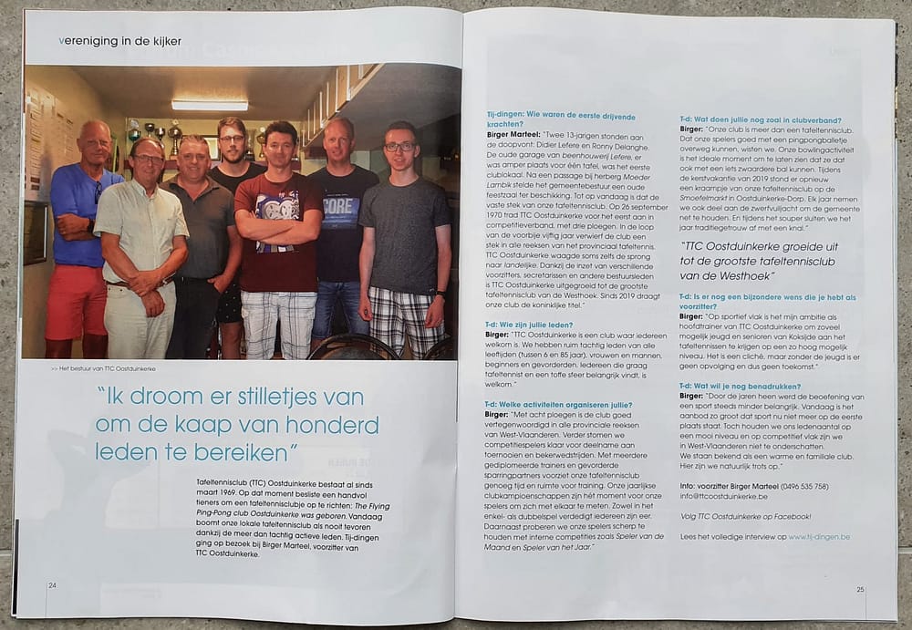 TTC Oostduinkerke Aritkel Tij-dingen
