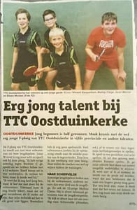 TTC Oostduinkerke Krantenartikel F ploeg oktober 2017