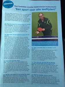 TTC Oostduinkerke Krantenartikel Paul Cerdobbel februari 2017