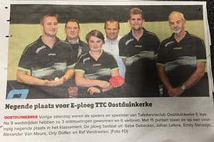 TTC Oostduinkerke Krantenartikel E ploeg december 20182019
