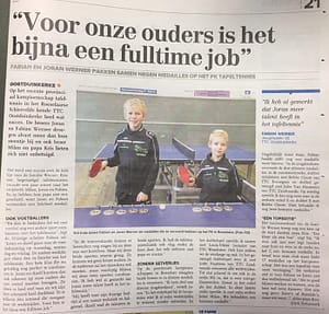 TTC Oostduinkerke Krantenartikel Fabian Joran januari 2017